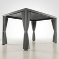 Aluminum Pergola Built for Year-Round Use, 12X20 Louvered Roof, Waterproof Curtains, 240 Sq Ft Coverage