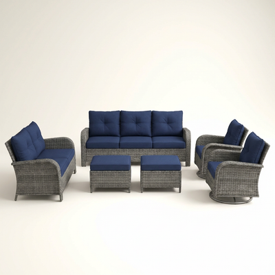 Outdoor Patio Conversation Set Built to Last, Steel Frame Construction, High-Density Cushions, 6-Piece