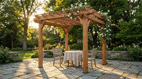 10 Ft. X 10 Ft. Traditional All Cedar Wood Outdoor Patio Pergola Shade Structure — Lifestyle