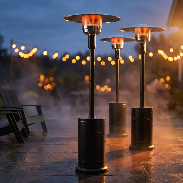 (3 Pack)  48,000 BTU Freestanding Metal Propane Patio Heater, Black