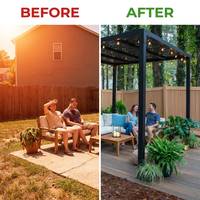 8 Ft. X 8 Ft. Matte Black Aluminum Pergola — Before & After