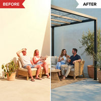 8 Ft. X 8 Ft. Matte Black Aluminum Pergola — Before & After