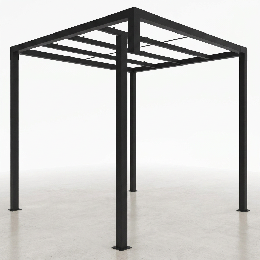 8 Ft. X 8 Ft. Matte Black Aluminum Pergola — Studio Shot