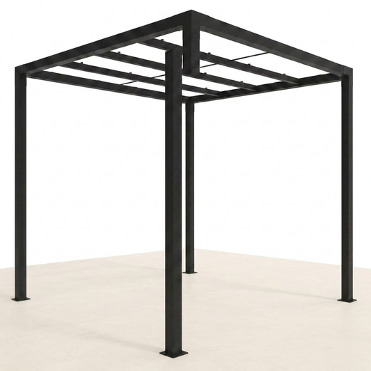 8 Ft. X 8 Ft. Matte Black Aluminum Pergola — Studio Shot