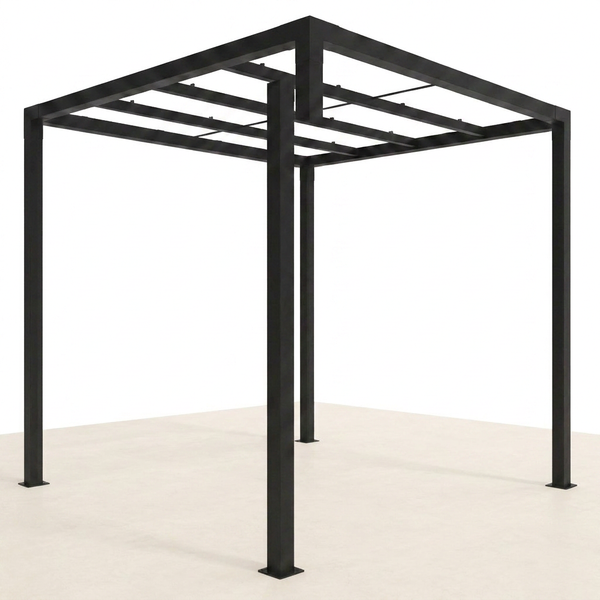 8 Ft. X 8 Ft. Matte Black Aluminum Pergola — Studio Shot