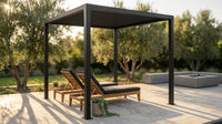 8 Ft. X 8 Ft. Matte Black Aluminum Pergola — Lifestyle