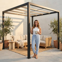 8 Ft. X 8 Ft. Matte Black Aluminum Pergola — Lifestyle