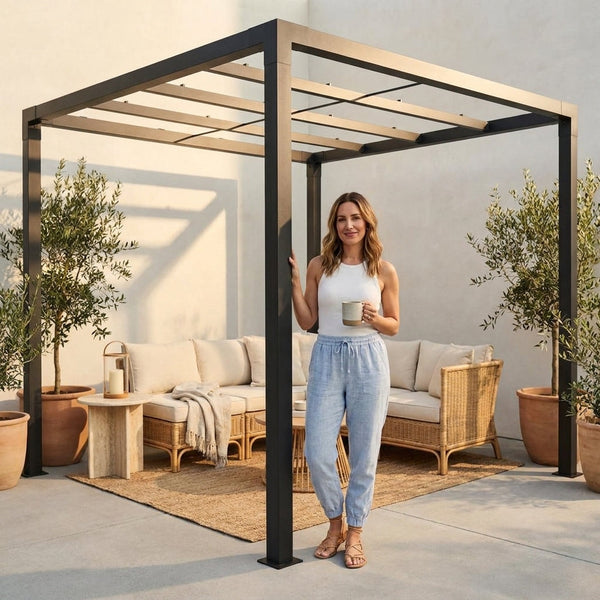 8 Ft. X 8 Ft. Matte Black Aluminum Pergola